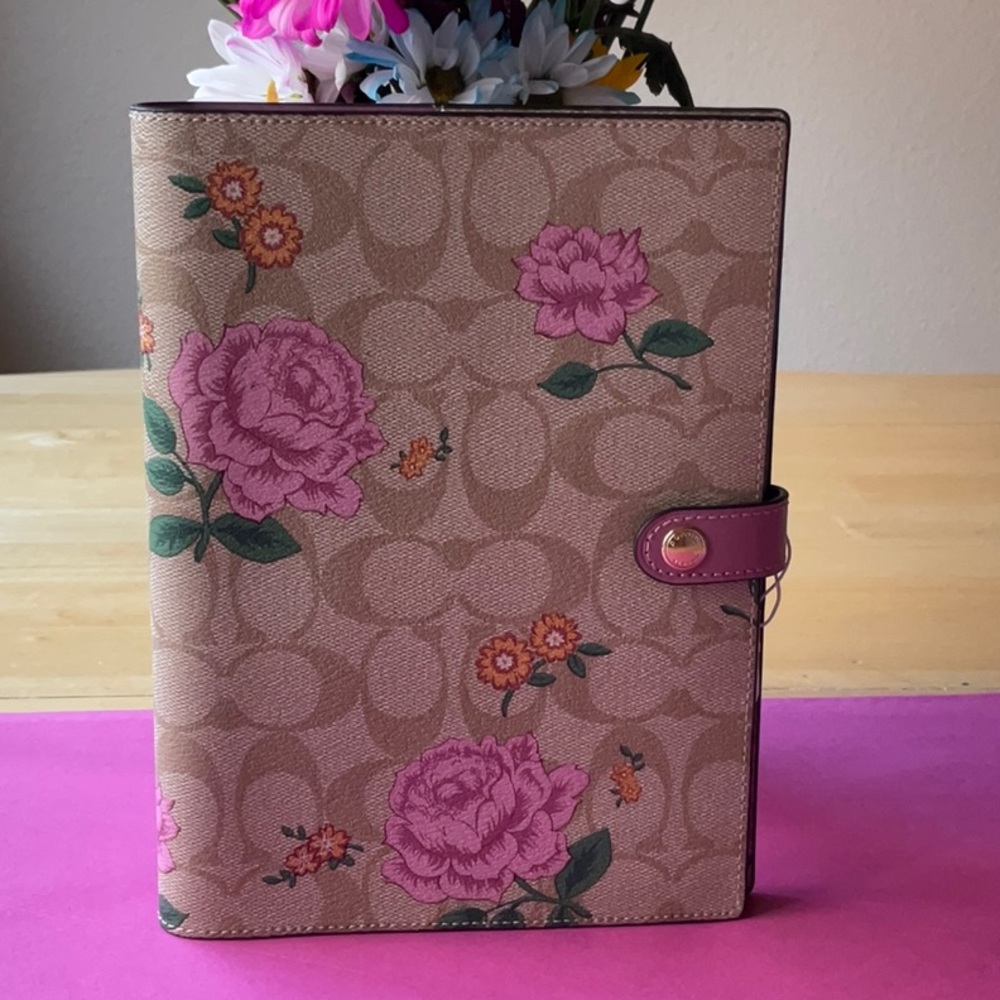 🌸 COACH SIGNATURE CANVAS PRAIRIE ROSE, PRINT NOTEBOOK 🌸 NWT 🌸